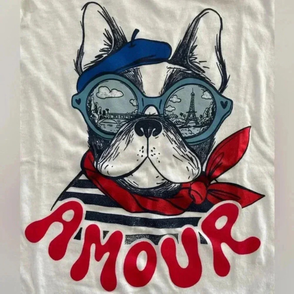 NWT Girls XL Graphic Tee Paris Dog Eiffel Tower Old Navy - Picture 2 of 3